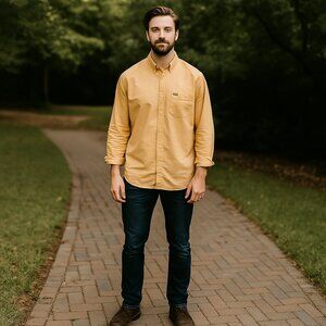 RVCA Men‎ M Slim Fit VTG Button Down Business Casual Work Long Sleeve Shirt Y2K